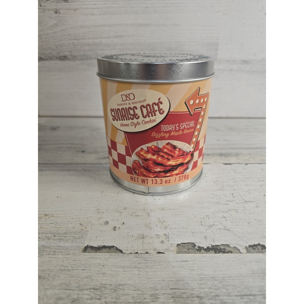 Darsee & Davids Sunrise Cafe Sizzling Maple Bacon Scented Candle 13.3 oz Tin
